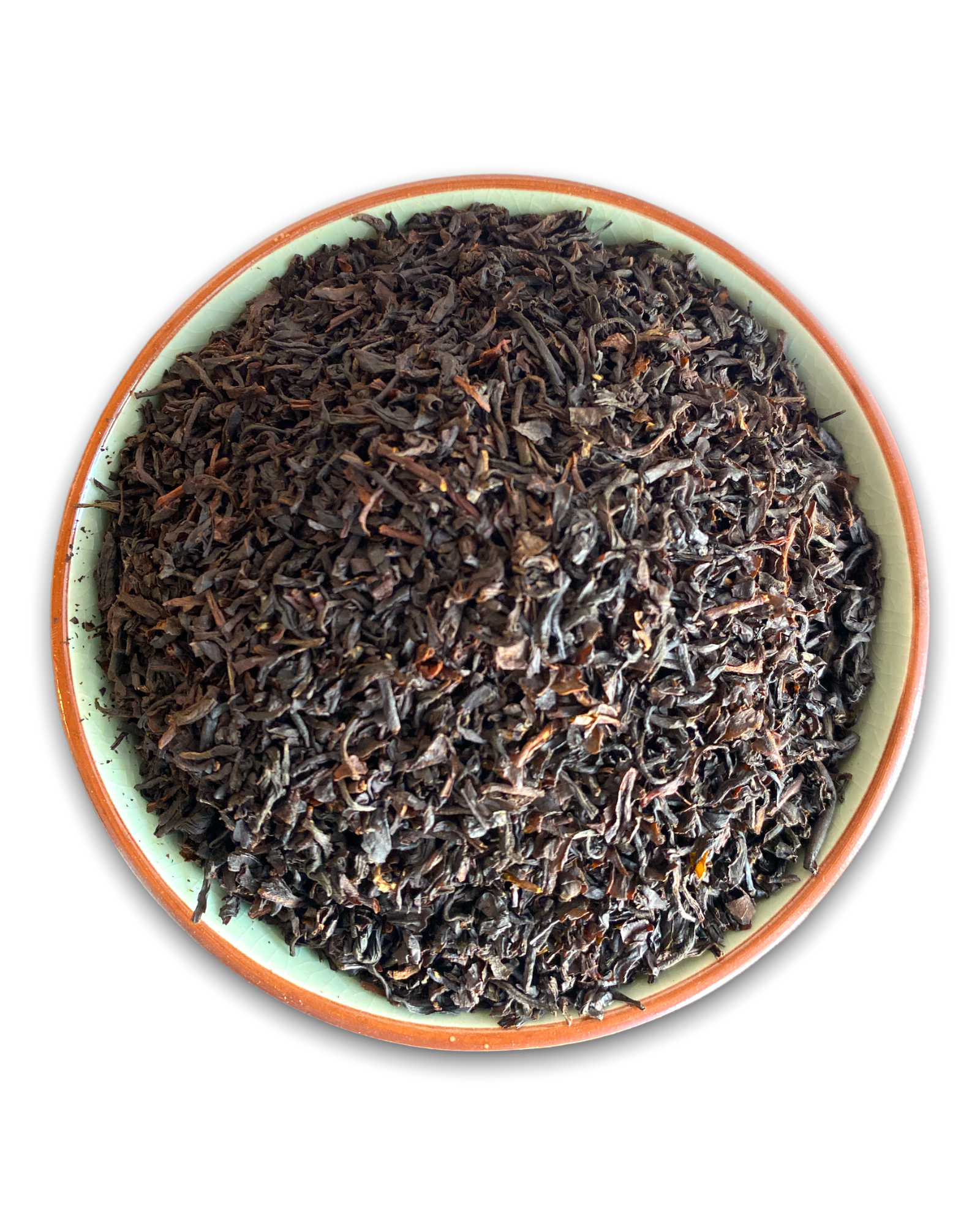 Teeschale gefüllt mit Earl Grey Teeblättern